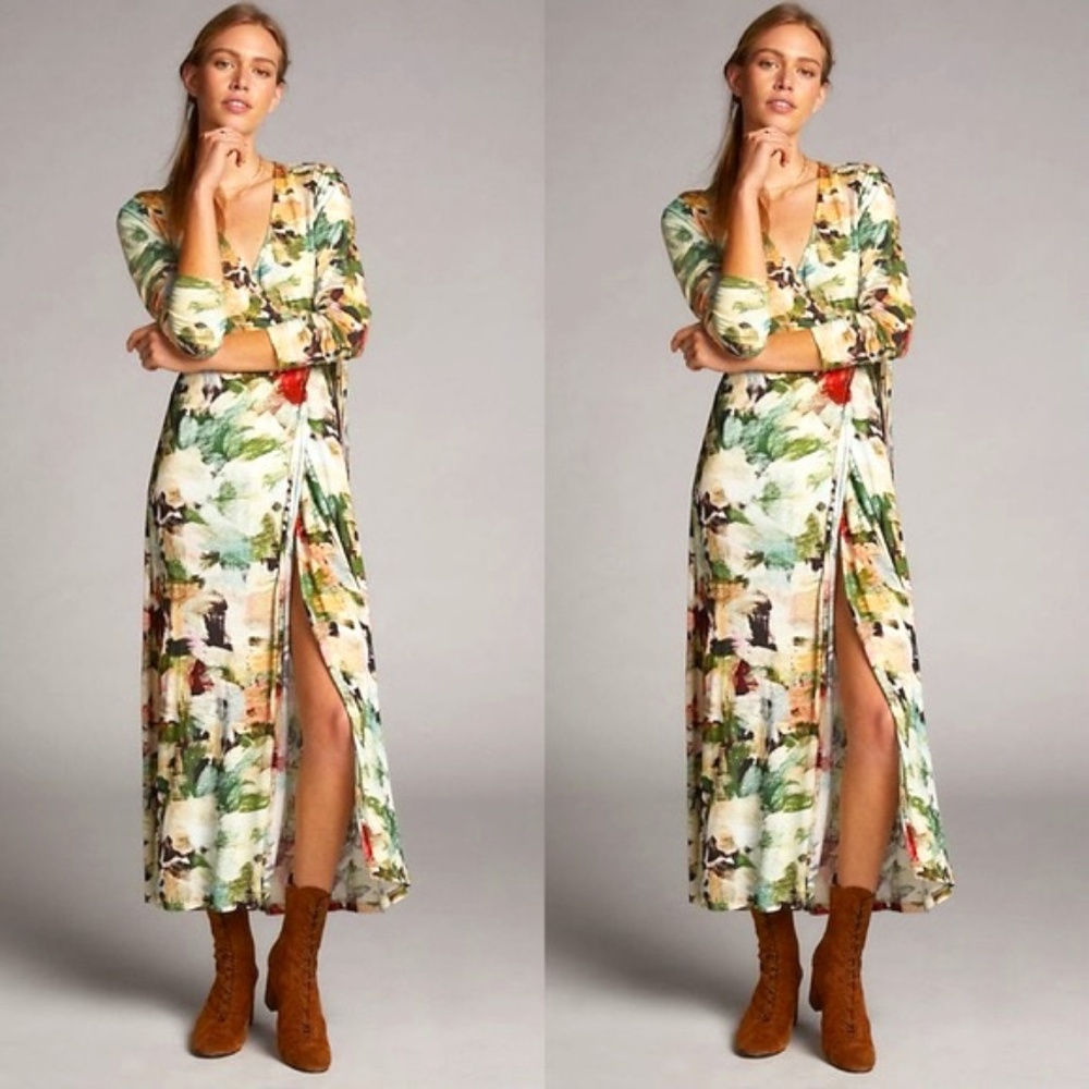 Anthropologie Painterly Wrap Maxi Dress - Medium